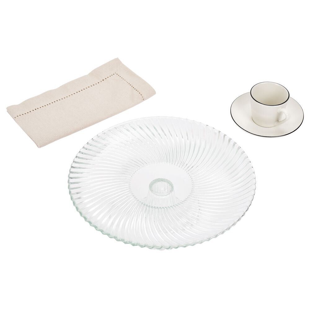Assiette de présentation sur pied verre transparent Ø25,7xH9cm