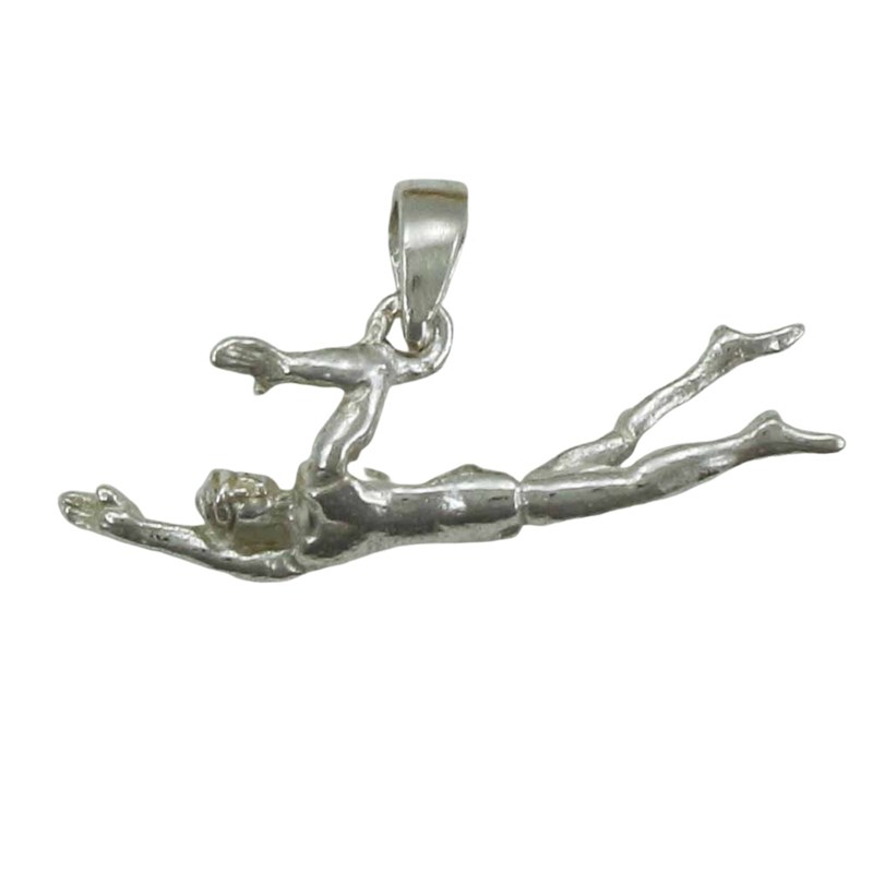 Pendentif natation nageur de crawl nouvelle édition - Argent massif