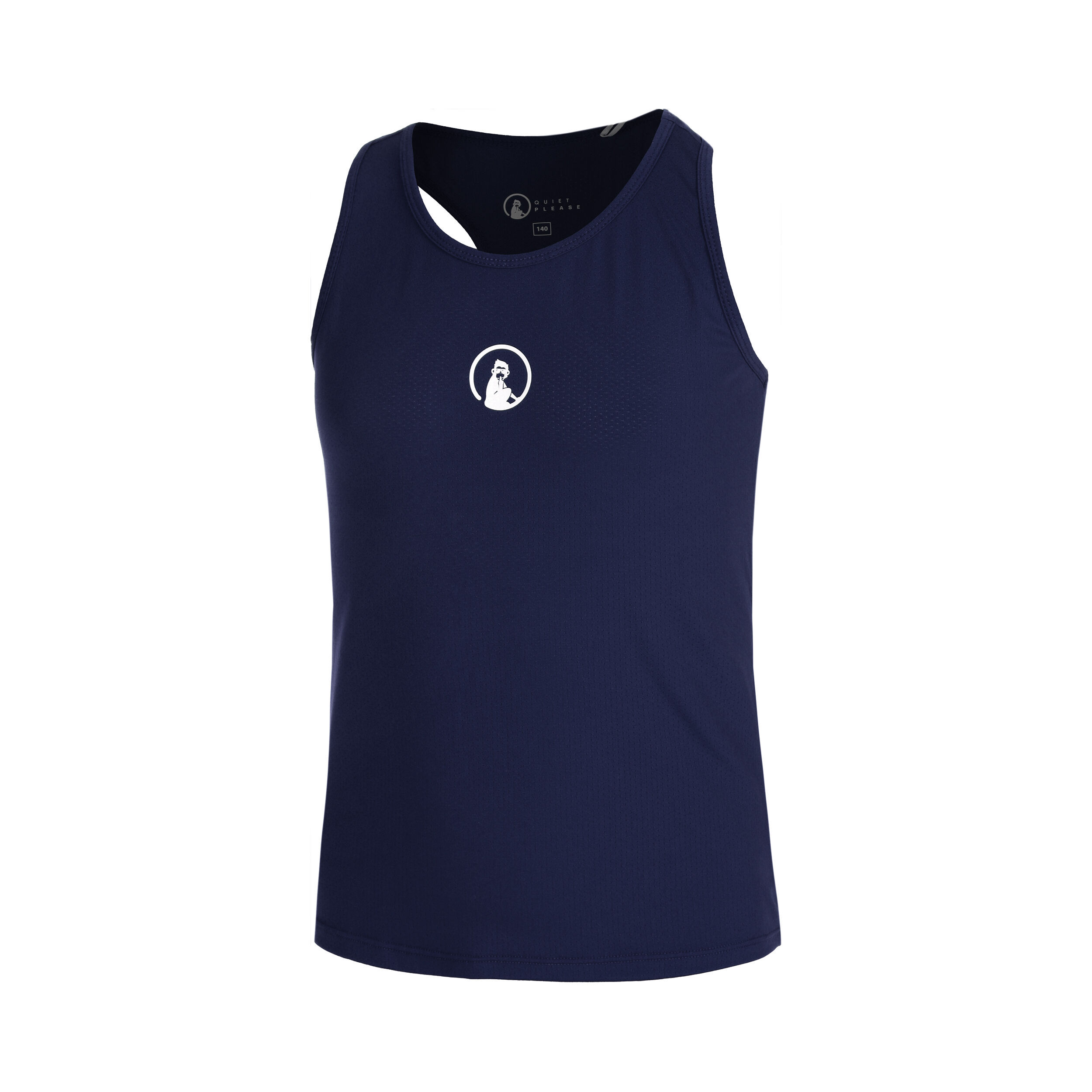 Quiet Please Racerback Débardeur Tank Top Filles - Bleu Foncé , Blanc