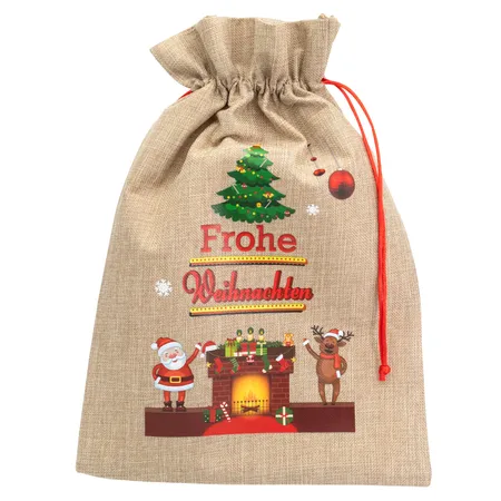 Idena Jutesack maxi Motiv Tannenbaum und Kamin, ca. 49x63cm