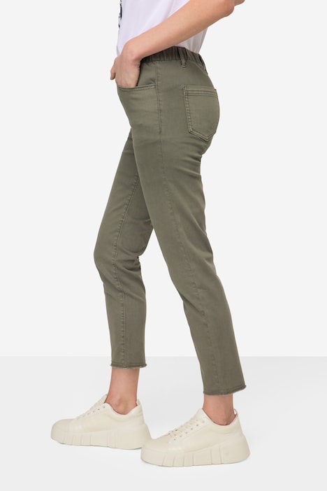 7/8-Slimhose, schmale Passform, 4-Pocket, Fransensaum, mit recyceltem Polyester