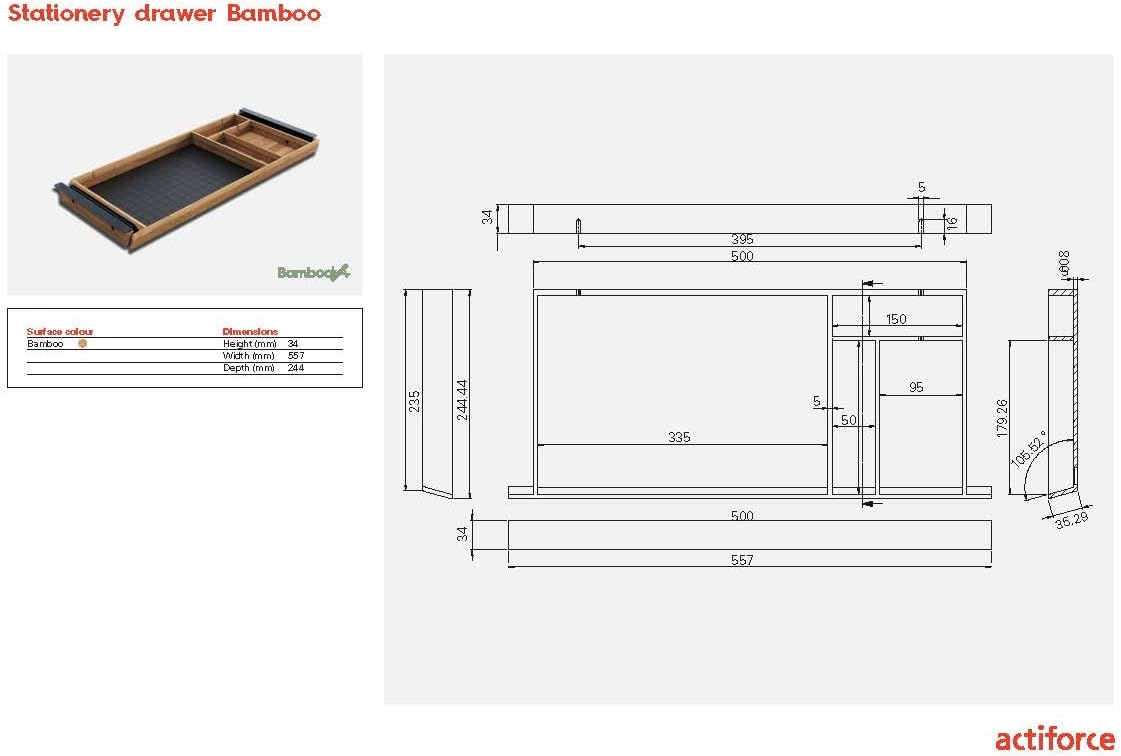 ACTIFORCE® Untertisch Schublade aus Bambus – Ausziehbare Schreibtischschublade | Schubfach & Organizer für Homeoffice | Perfektes Schreibtisch Zubehör & Unterbau Schublade