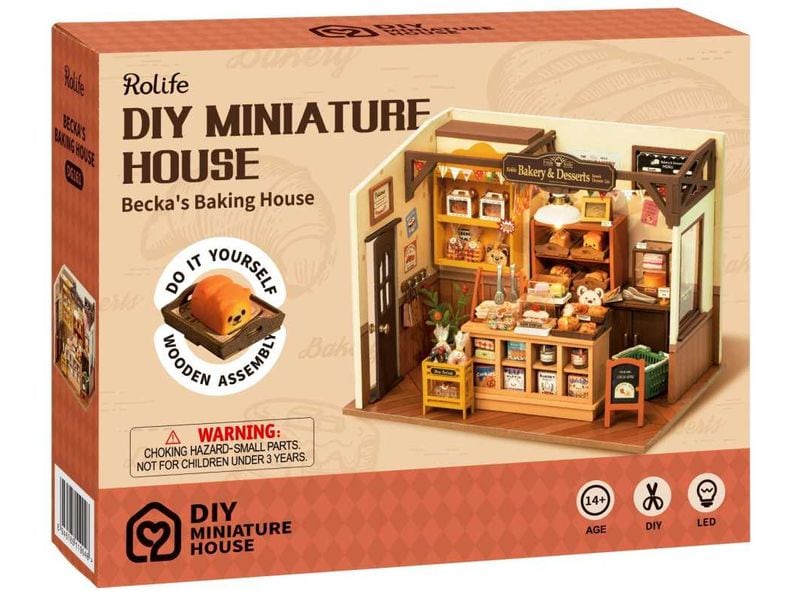 RoboTime Bausatz Beckas Baking House 3D-Puzzle aus lasergeschnittenen Holzteilen
