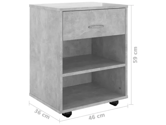 Armoire à roulettes Gris béton 46x36x59 cm Bois d’ingénierie