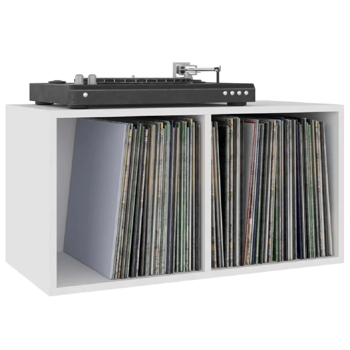 vidaxl Boîte de rangement vinyles - Blanc