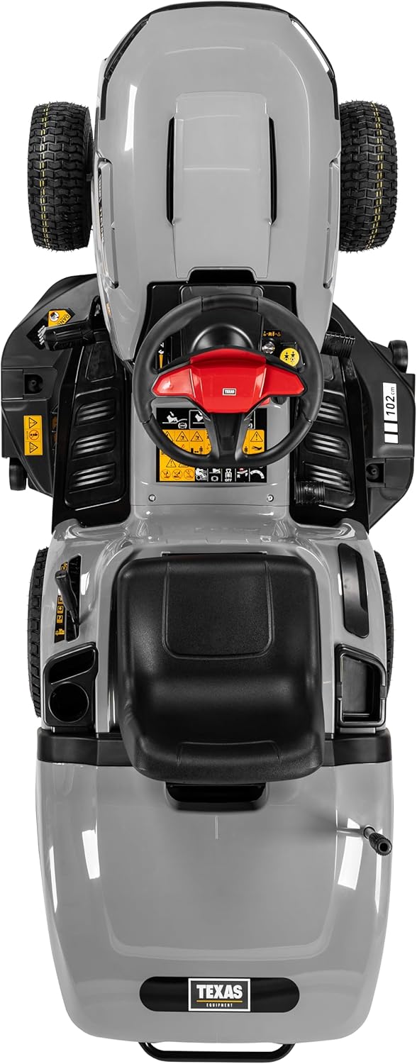 TEXAS Profi Rasentraktor XXL Aufsitzrasenmäher Rasenmäher Traktor Bulldog E-Start Premium TTC102H | 452cm³ | 245l Fangkorb | 12,5PS | 4-Takt | 102cm | 30-90mm | 192kg | Hyd.Getriebe | LED-Scheinwerfer