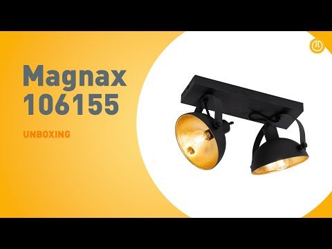 Industriële plafondlamp zwart met goud 2-lichts verstelbaar - Magnax