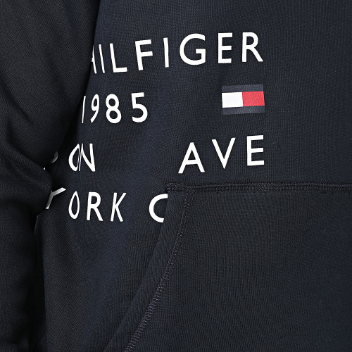 Sweat Capuche Off Placement Text 9303 Bleu Marine