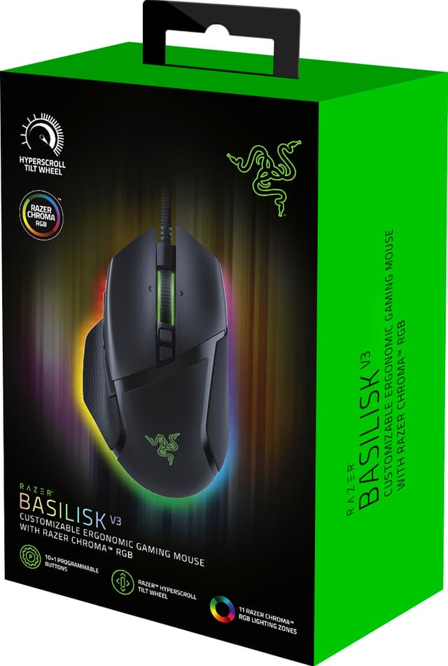 Razer Gaming mus Basilisk V3, Optisk, 26000 DPI, Sort