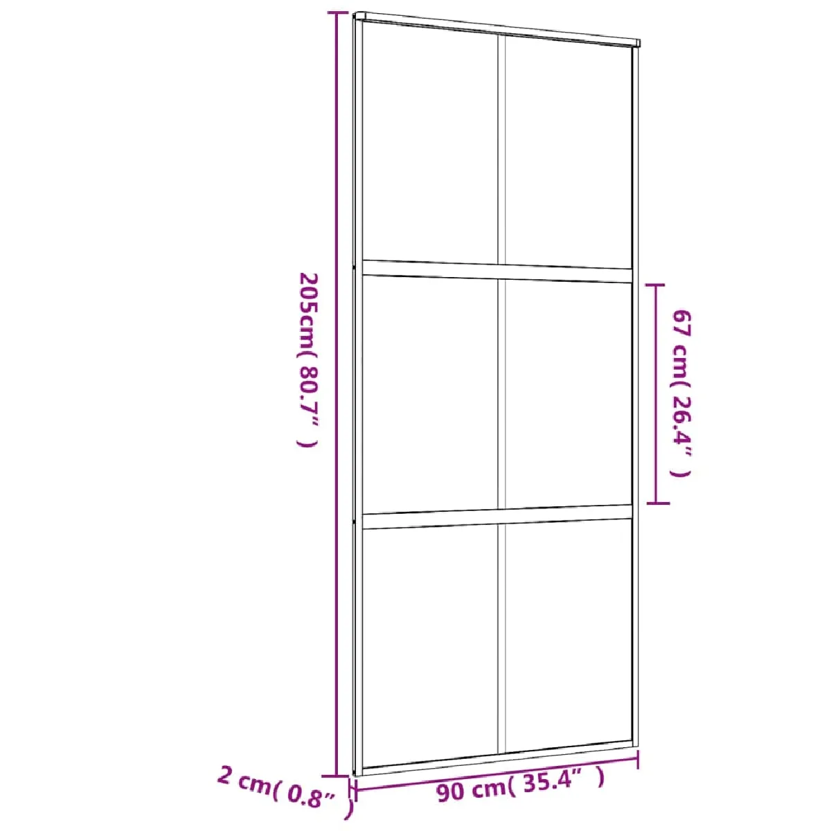 vidaXL Porte coulissante - Doré, 90x205 cm, verre dépoli
