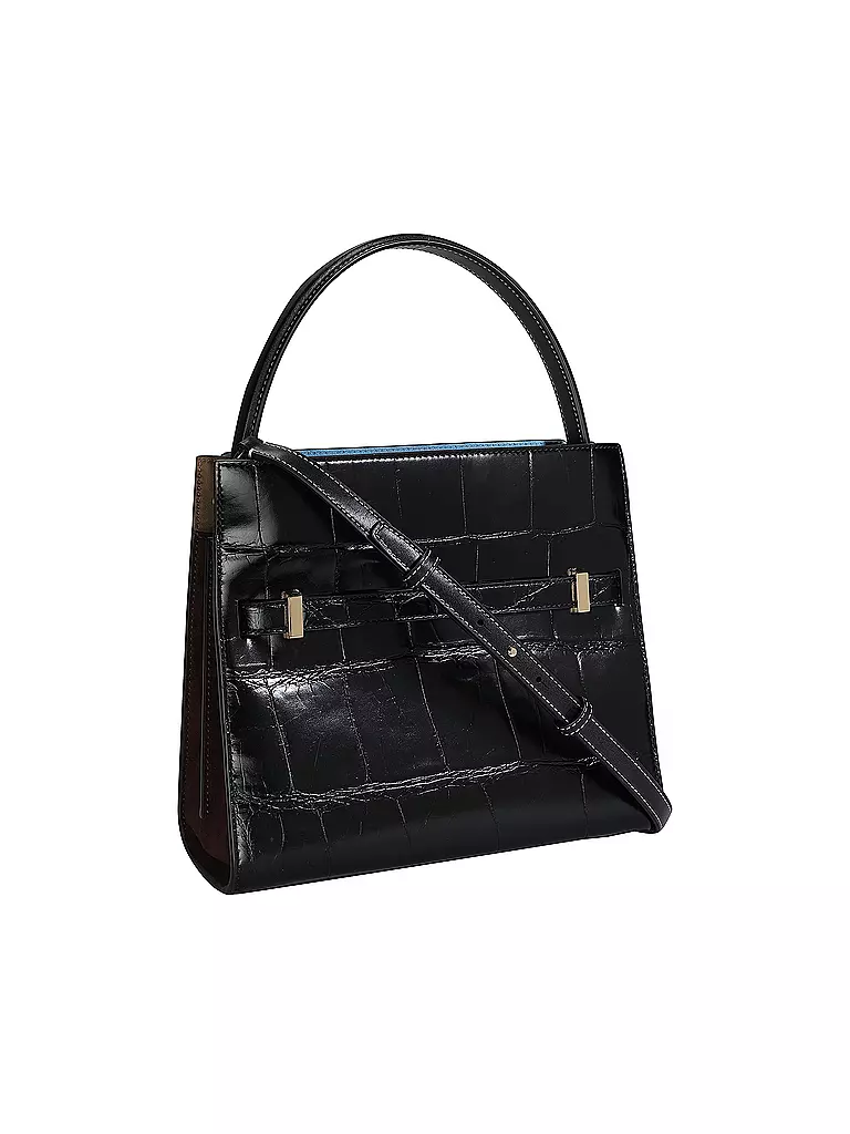 TORY BURCH Ledertasche - Henkeltasche LEE RADZIWILL CROC Small schwarz