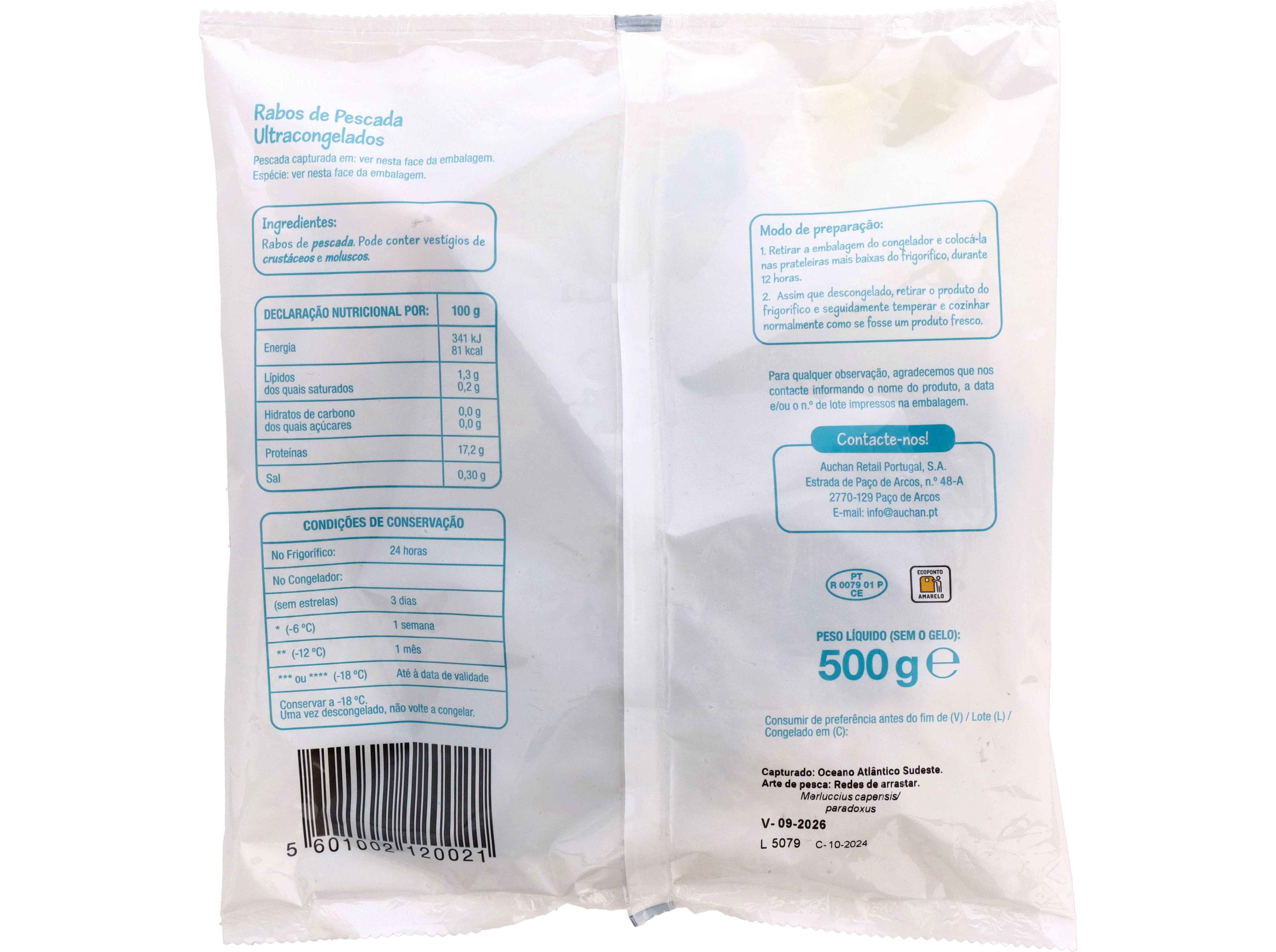 RABOS PESCADA POLEGAR ULTRACONGELADOS 500G