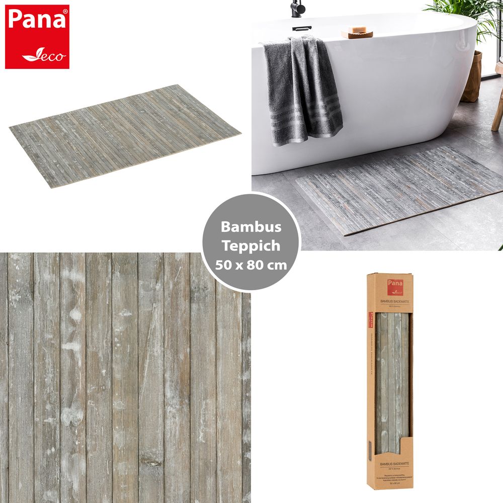 PANA® Bambus Badematte • Bambusmatte waschbar • Holz Läufer Badezimmer • Duschvorleger • 100% Bambus • Größe: 50x80cm • versch. Farben