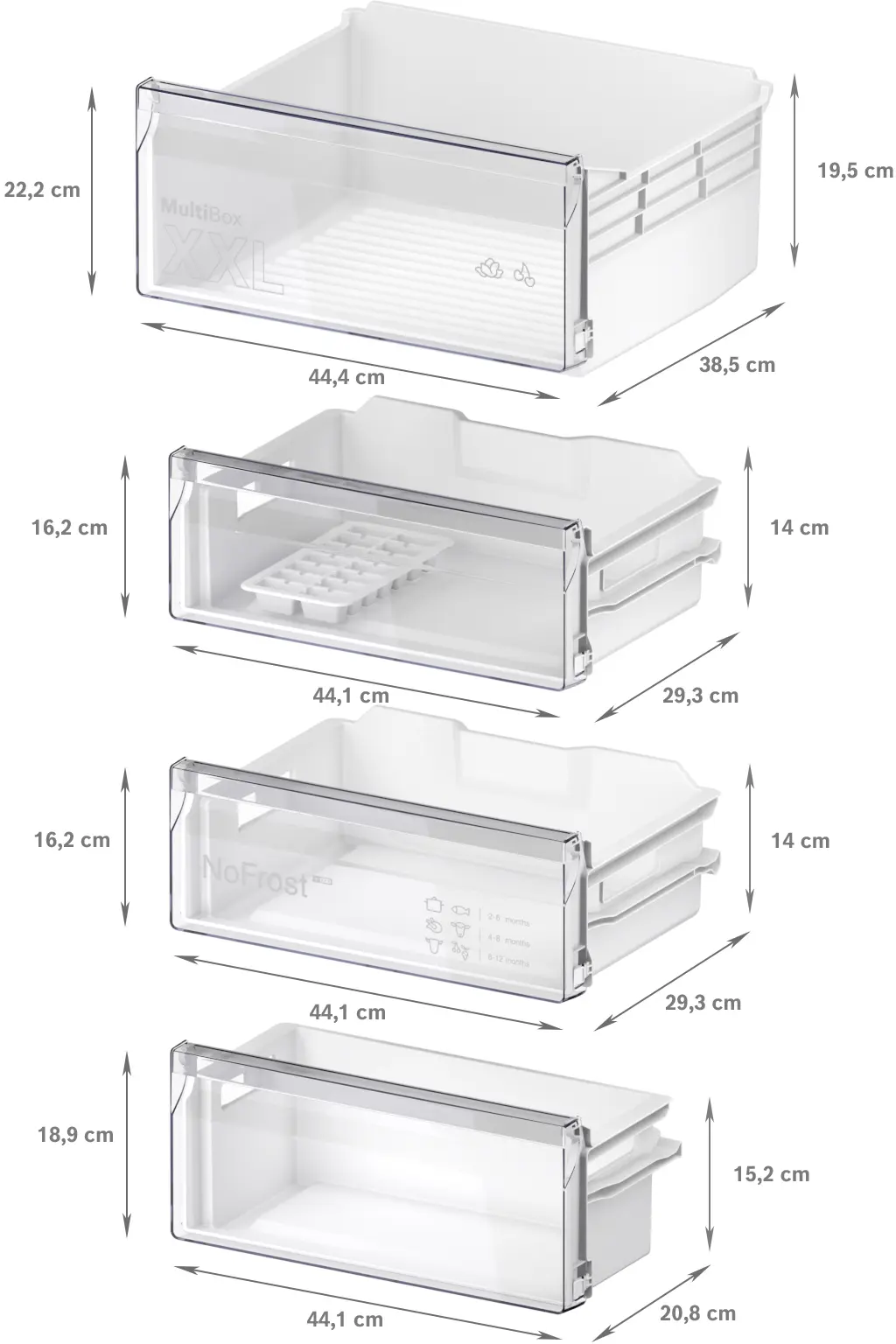 Serie 2 Inbouw koel-vriescombinatie 193.5 x 54.1 cm Sleepdeur