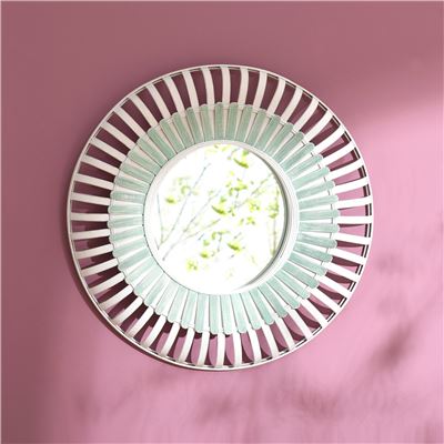 Grand miroir rond en bambou