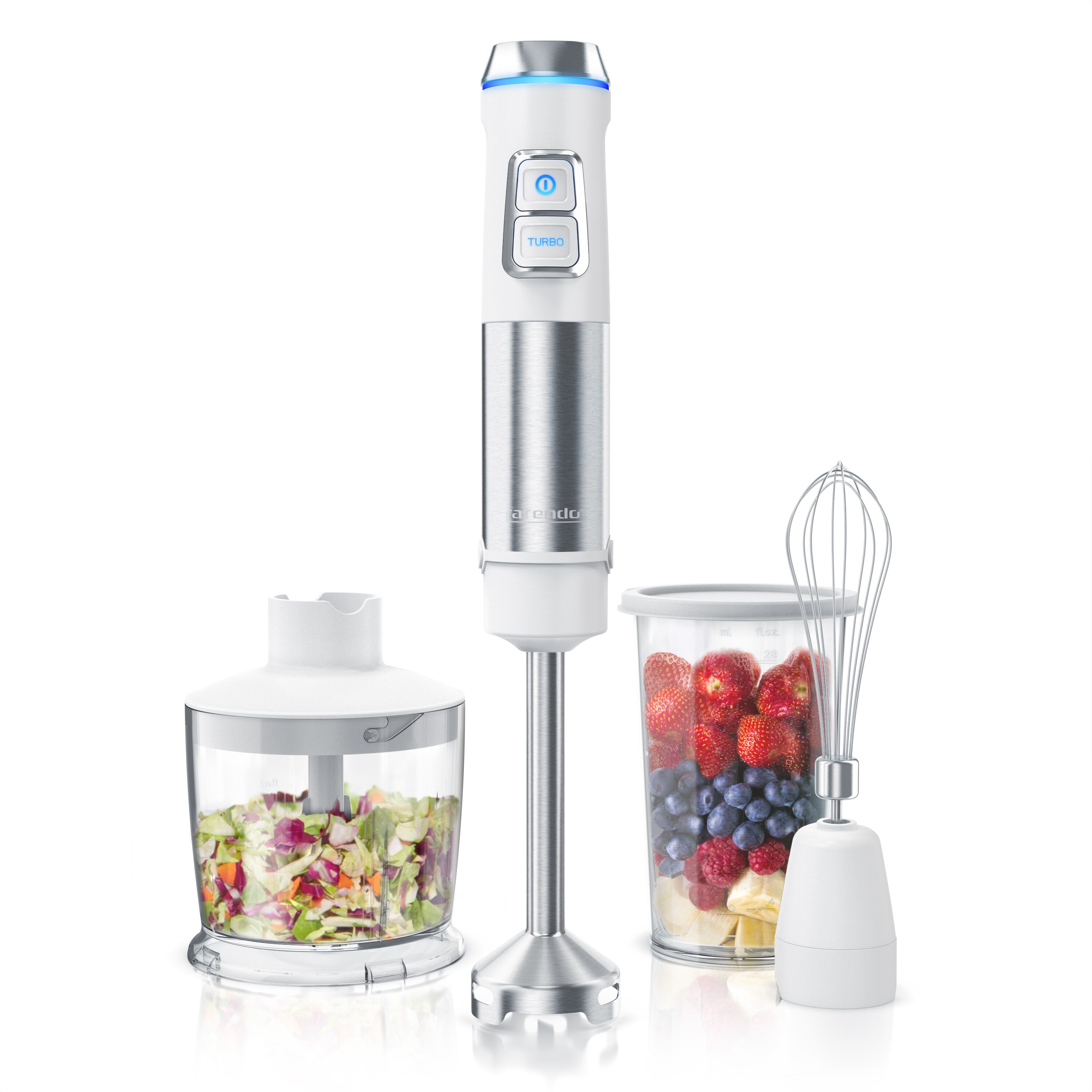 Arendo Stabmixer Edelstahl Set - Pürierstab - stufenlose Geschwindigkeit- 800 ml Messbecher