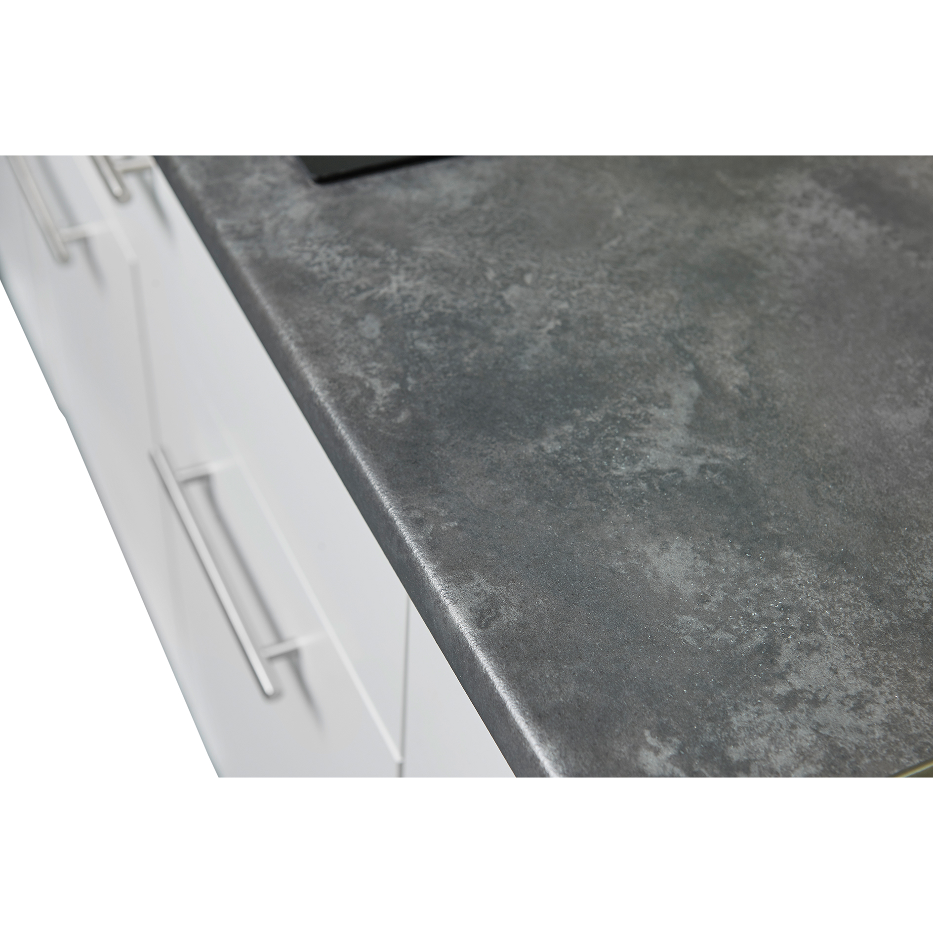 Küchenblock - weiß matt - Stone Dark - mit E-Geräten - 260 cm