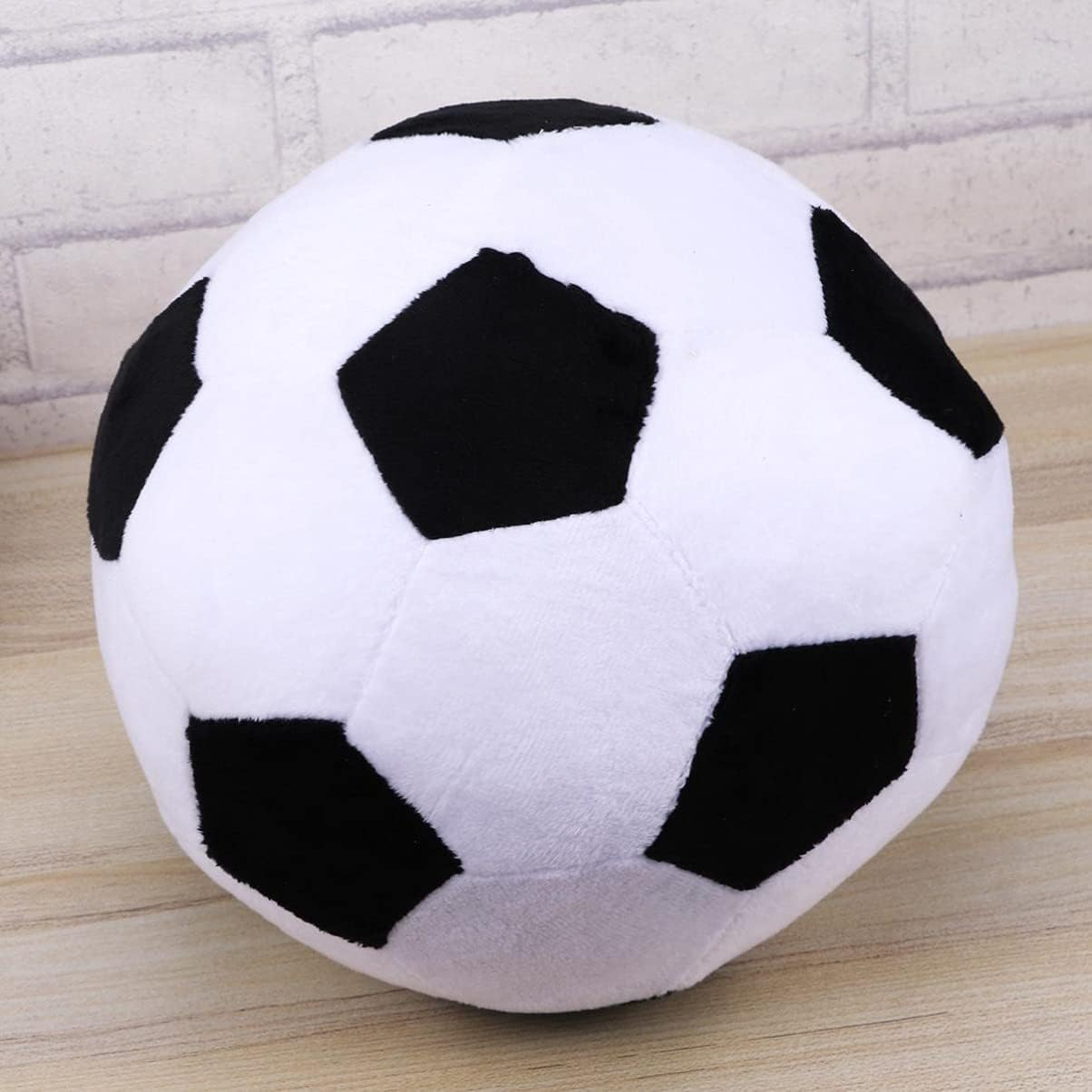 (Ø22cm) Stoff Fussball Kissen Home Deko Weicher Plüsch Spiel Ball - Schwarz / Weiss