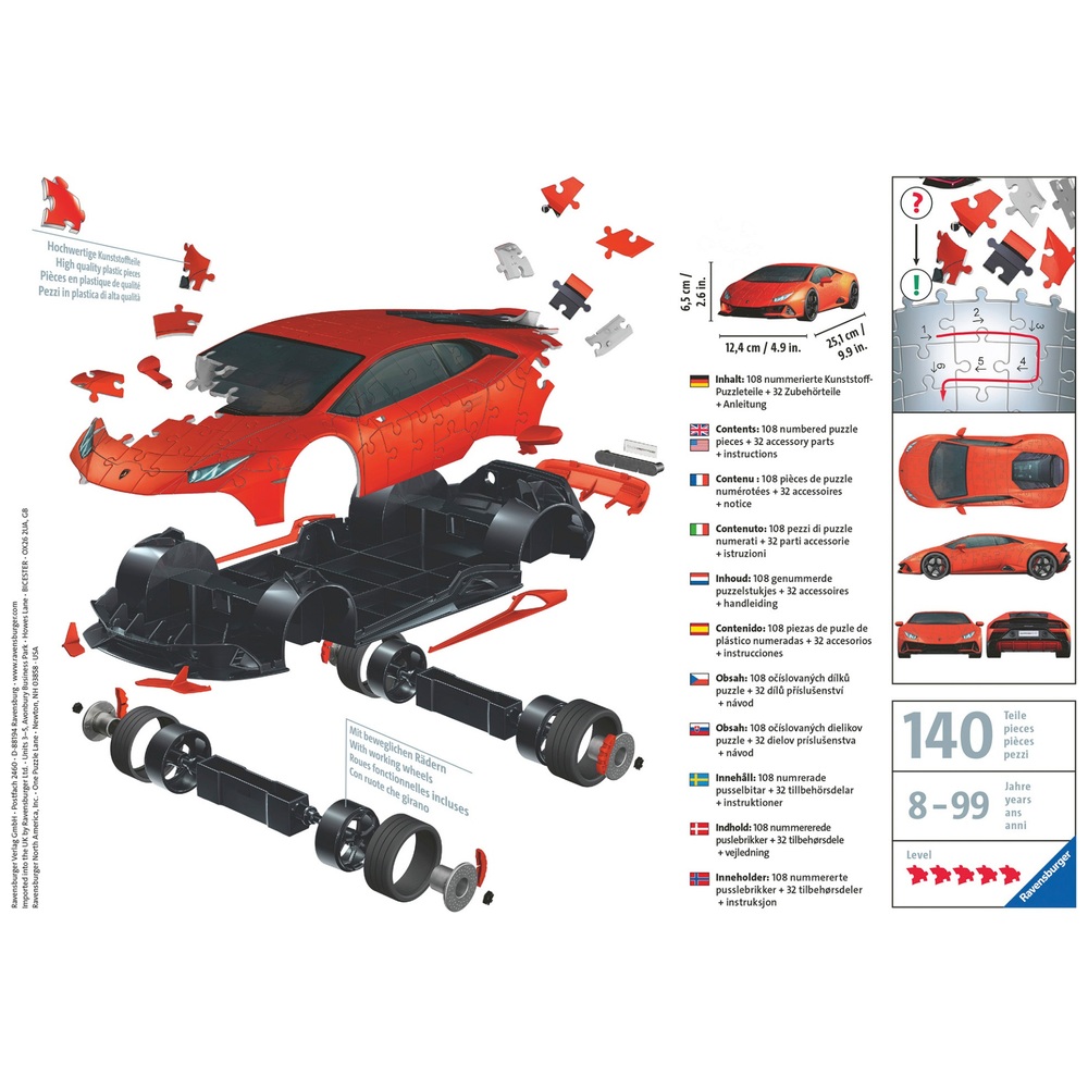 Ravensburger Lamborghini Huracán EVO 3D 108-teiliges Puzzle
