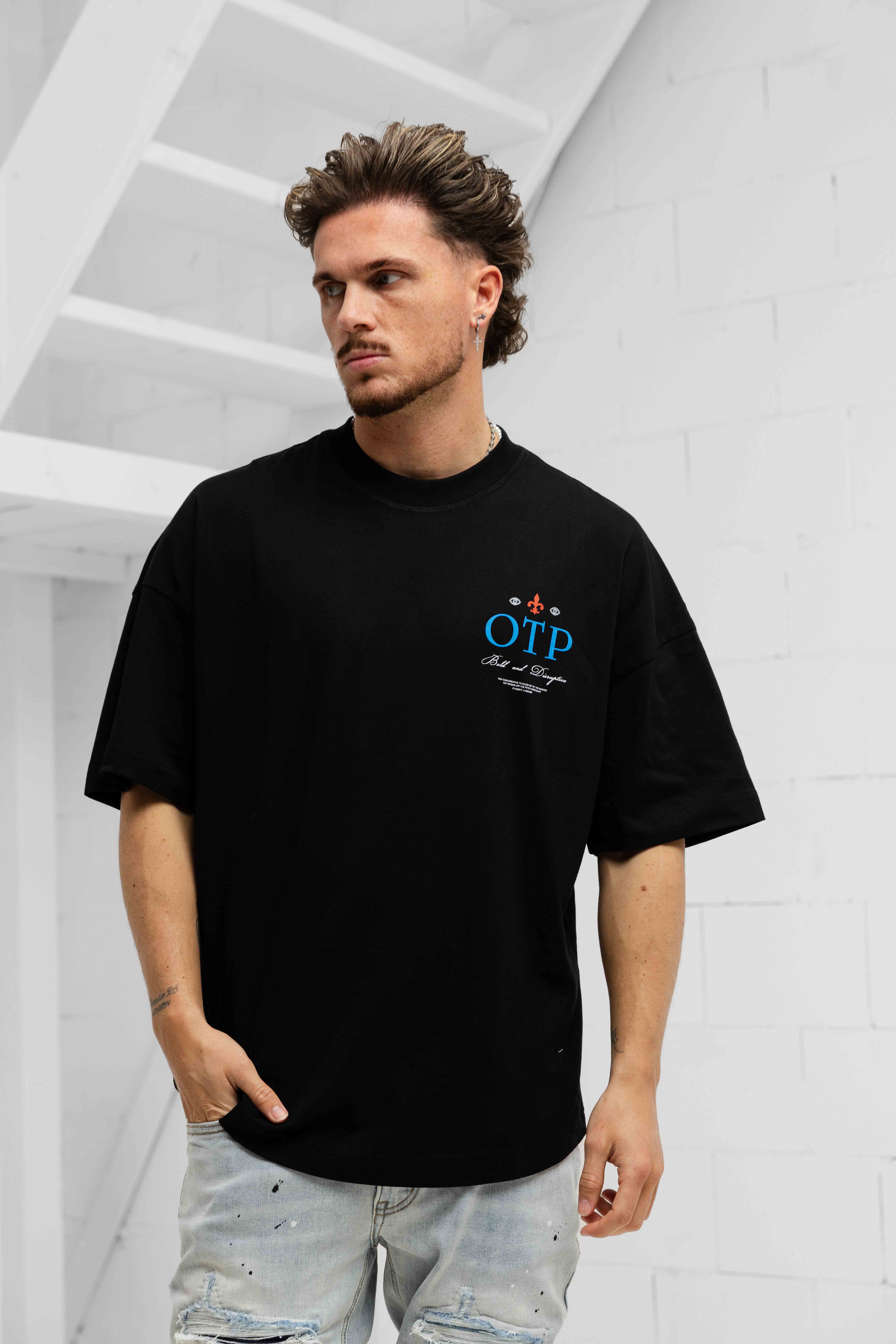 Off The Pitch Global Oversized T-Shirt Heren Zwart