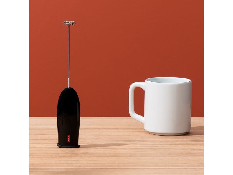 Bodum Milchschäumer Schiuma Schwarz Manueller und batteriebetriebener Milchaufschäumer