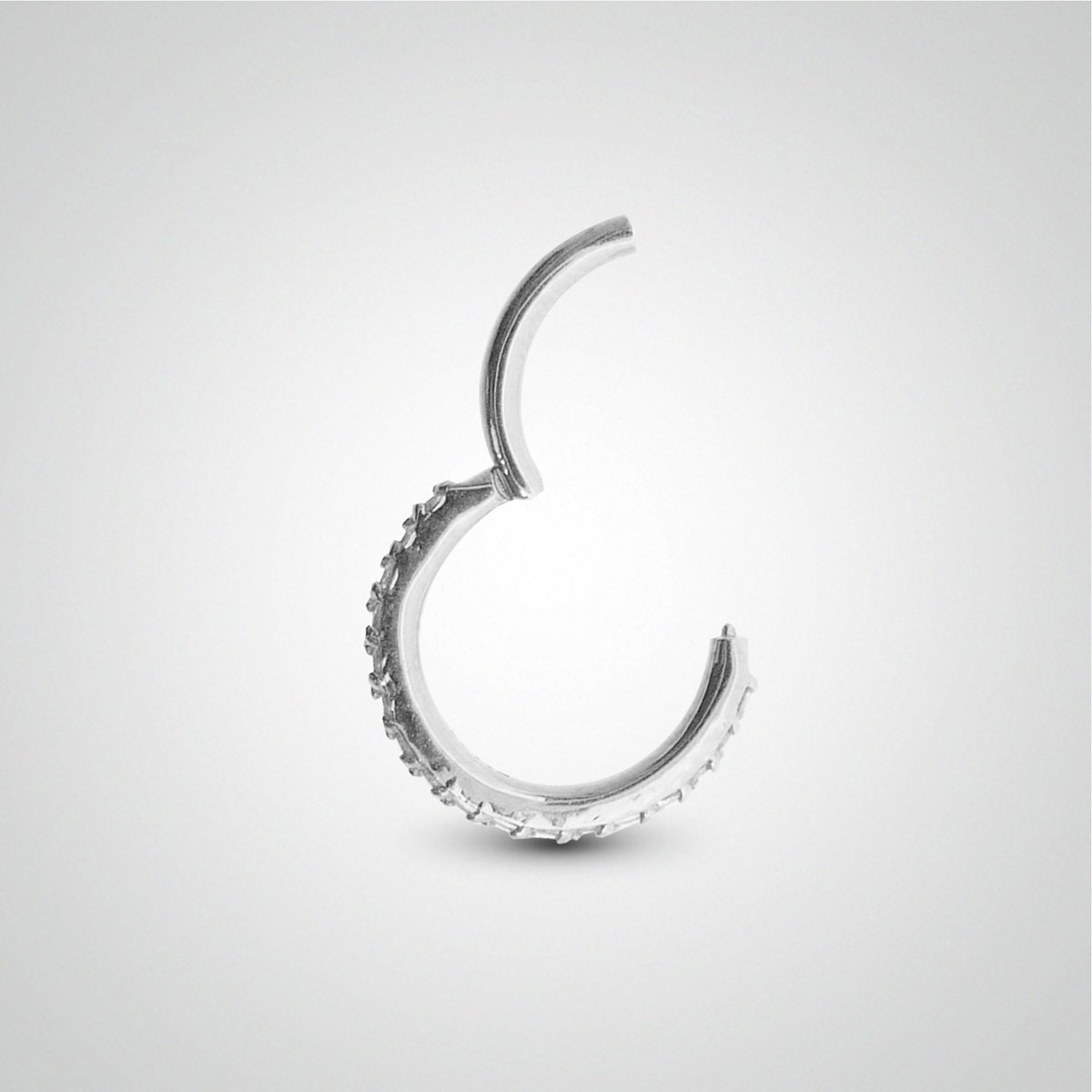 Anneau clicker or blanc et cristaux de Swarovski pour le tragus