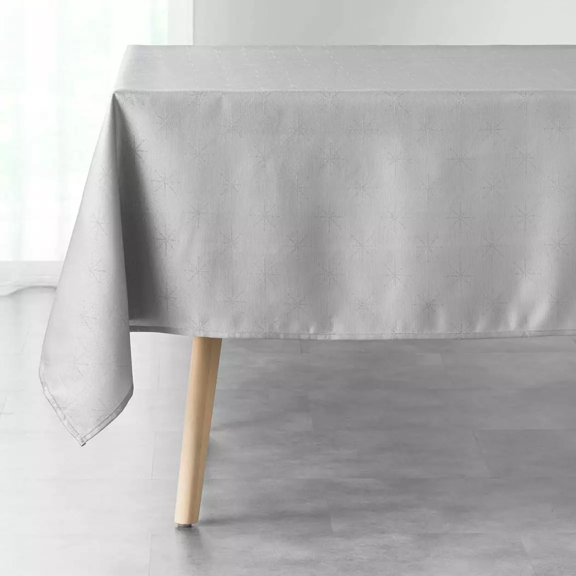 Nappe de Noël rectangulaire (140 x 240 cm) Etoiles Gris