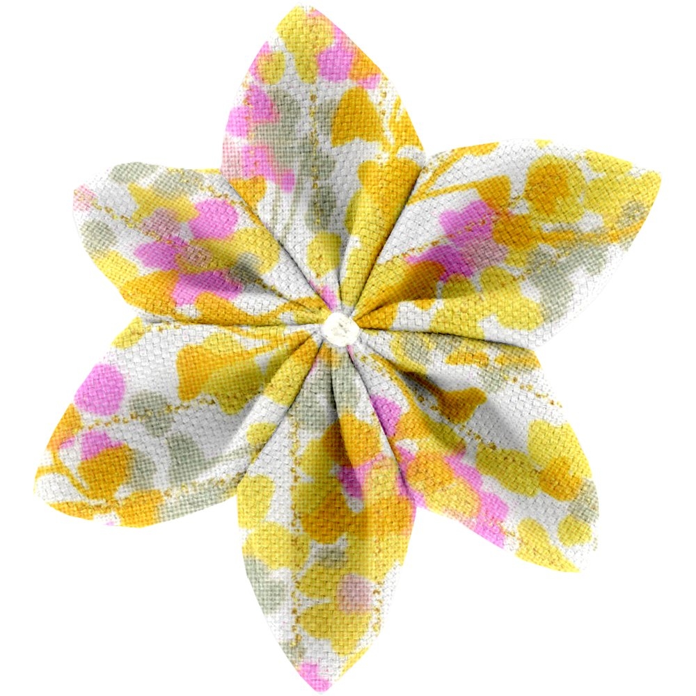Barrette Fleur Étoile 4 Mimosa Jaune Rose