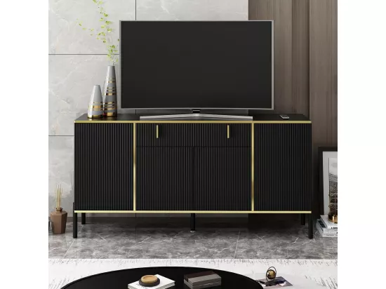 Buffet avec 4 portes et 1 tiroir Salon Chambre Bureau 160x40x80cm Noir