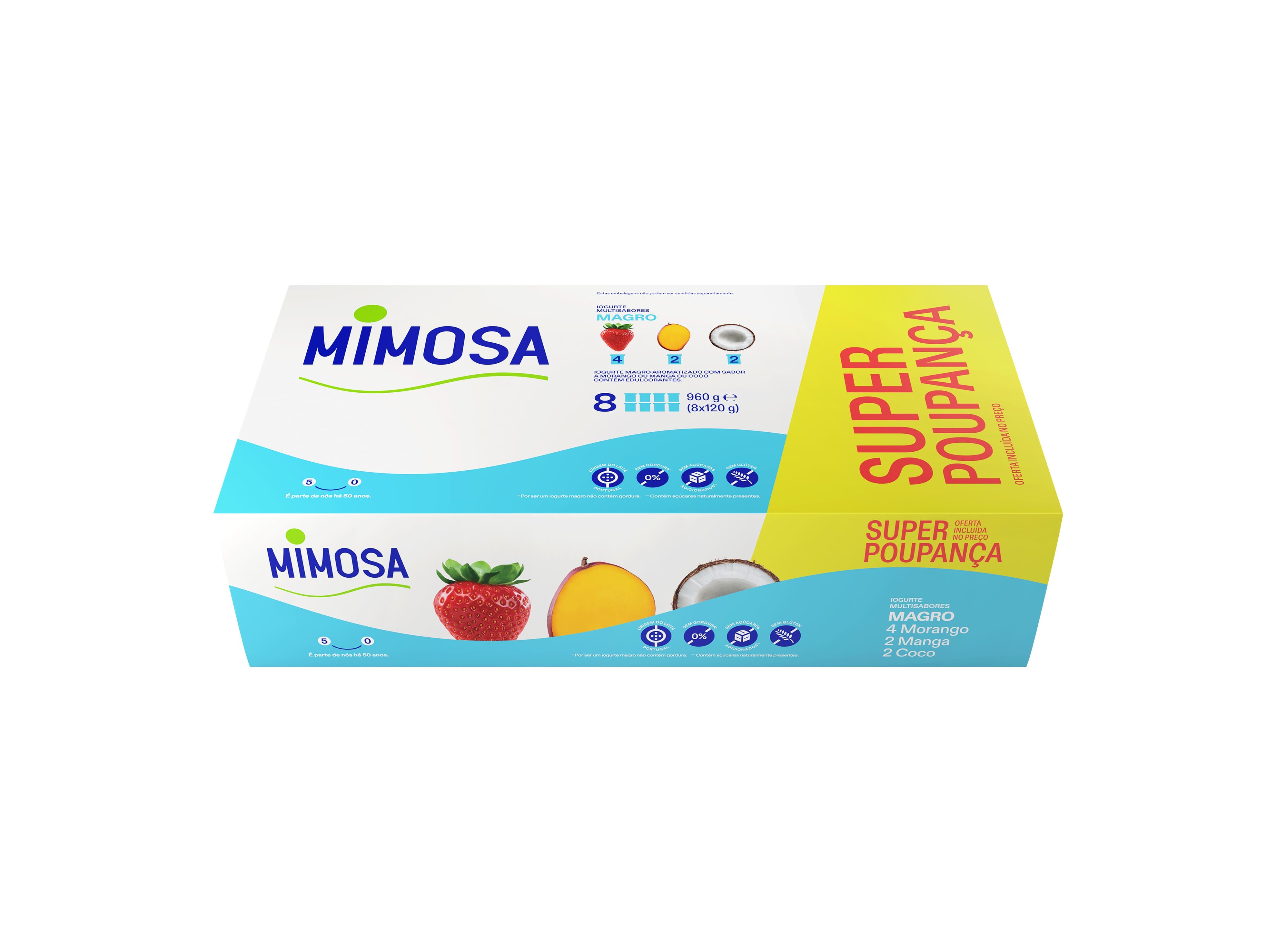 IOGURTE MIMOSA MAGRO MORANGOMANGA E CÔCO 8X120G