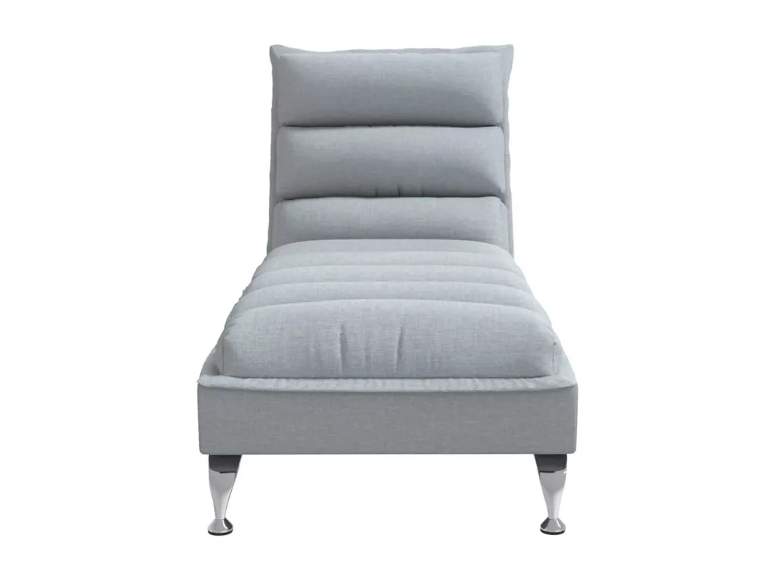 Prolenta Premium - Chaise longue avec coussins gris clair tissu