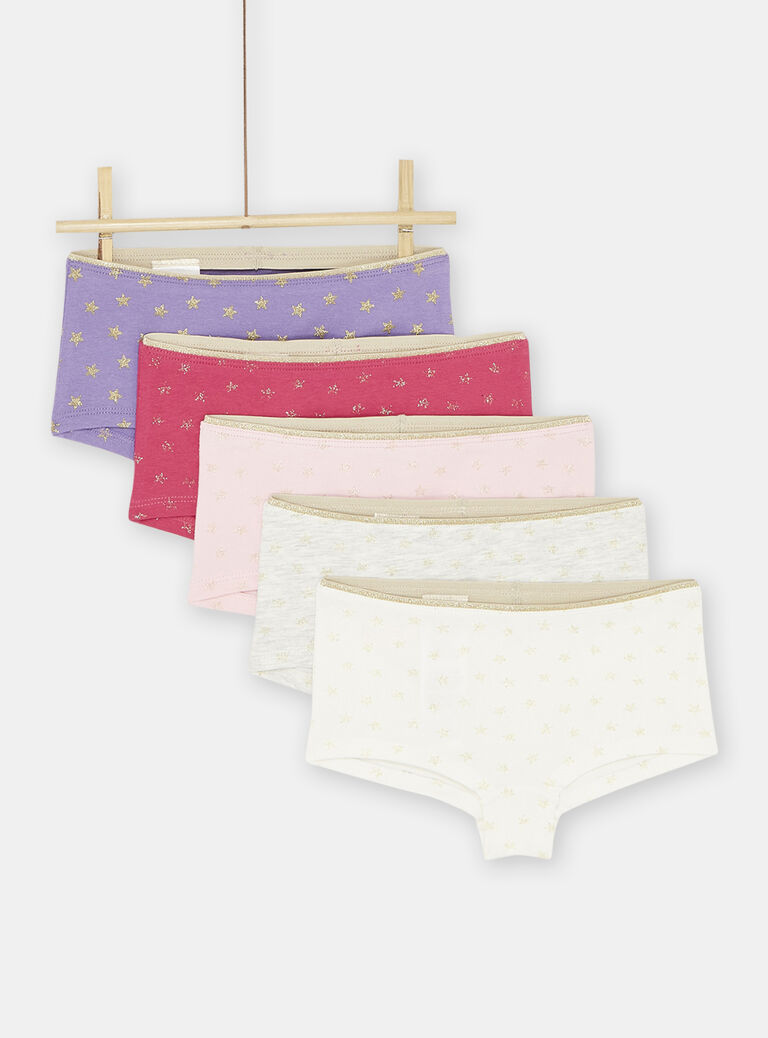 Lot de 5 shortys multicolores fille