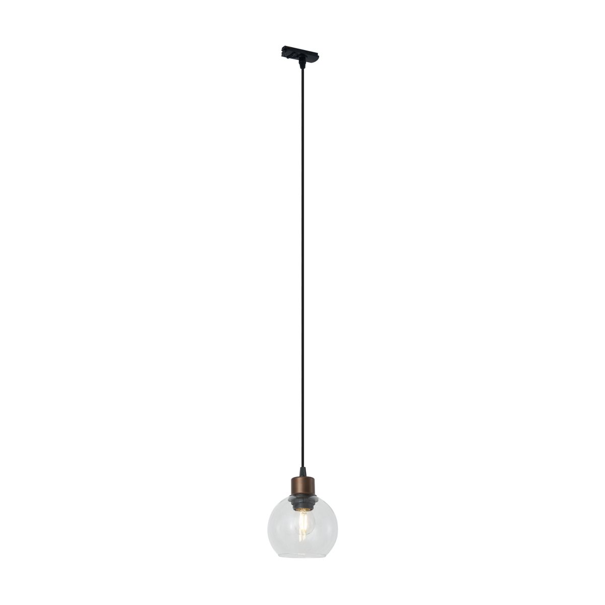 Moderne hanglamp brons met helder glas voor railsysteem 1-fase - Iconic Lava