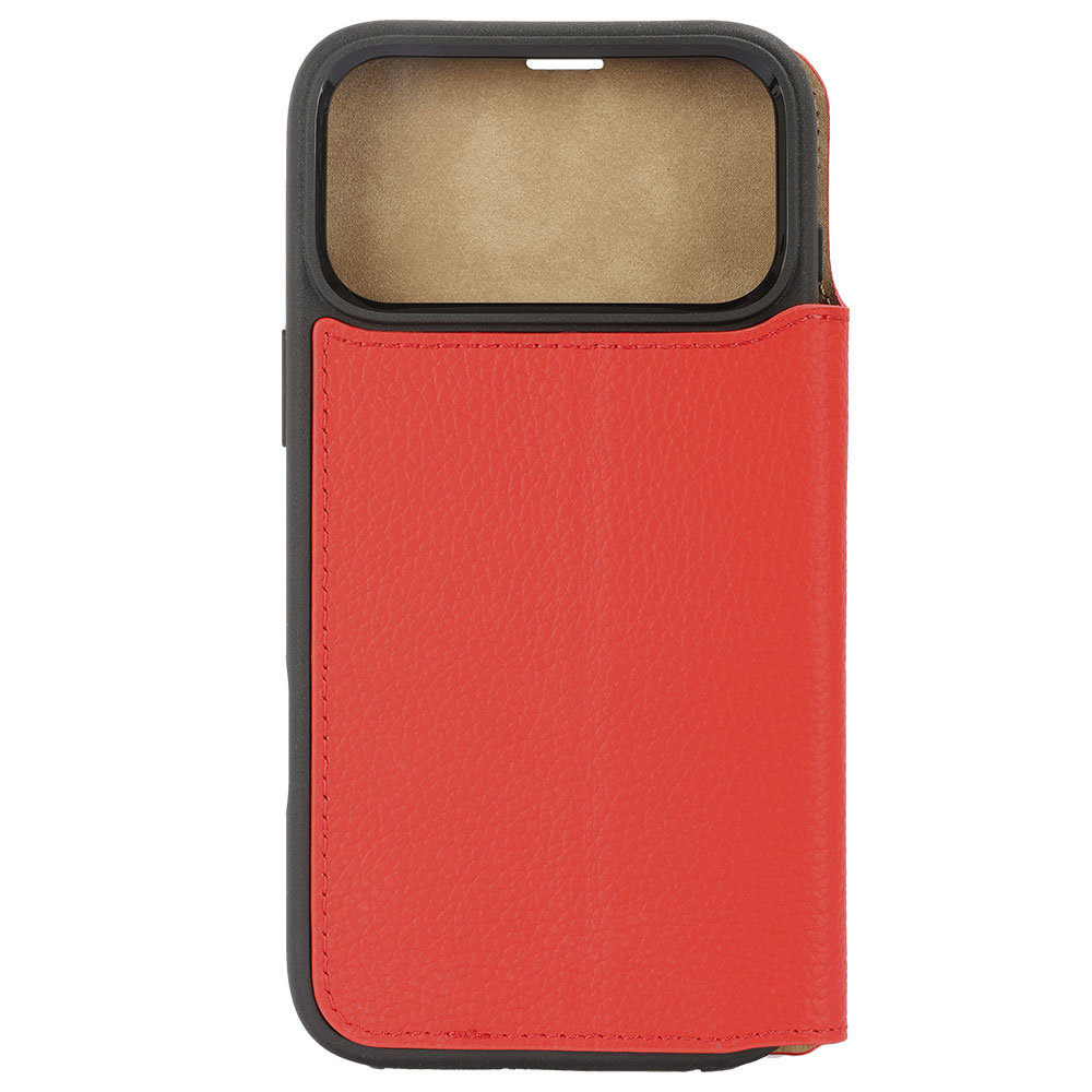 iPhone 17 Pro Echtleder Book Case Tasche Flip Cover Hand Made (MARCXIP17PRO-M04) - Cherry Tomato