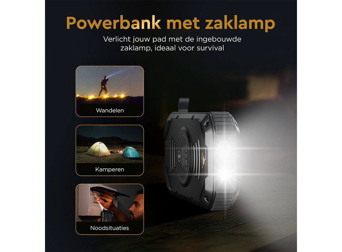 Golden Sound powerbank op zonne-energie - 30.000mAh