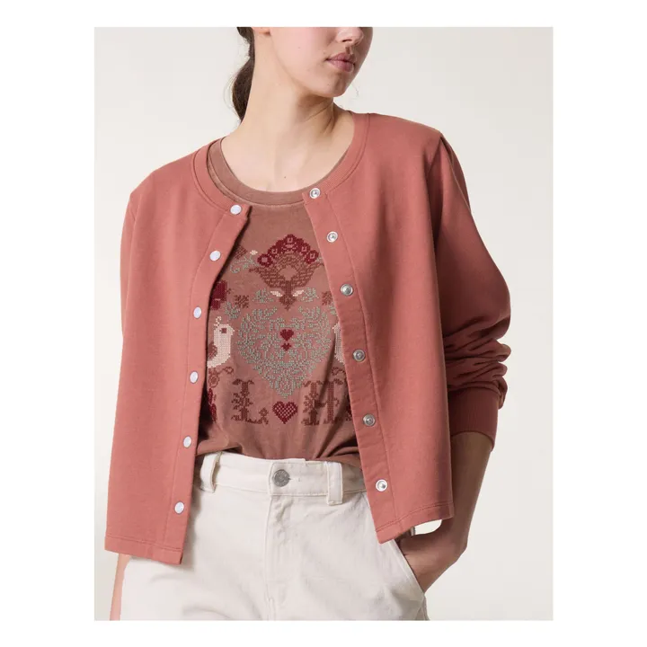 Leon & Harper Cardigan Molleton Sensas Coton Bio | Terracotta