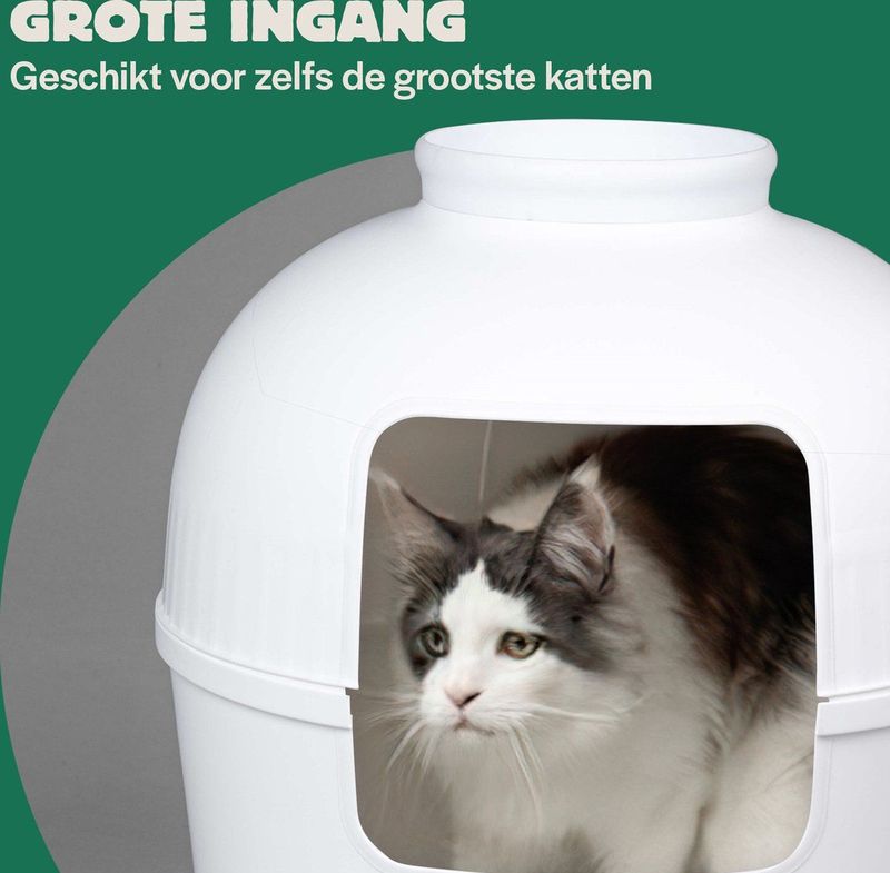 XXL Kattenbak – Verborgen Kattentoilet – Flower XXL Wit voor grote katten van RHRQuality