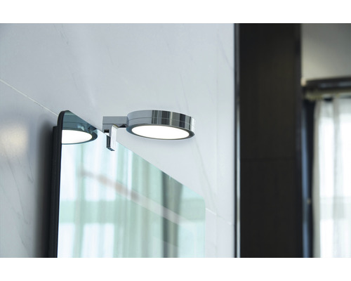 LED badkamer-/spiegellamp, aluminium/kunststof, IP44, 6W, 500 lm, CCT instelbare witte tinten 2700-4000 KB, 112 mm, Aqua chroom