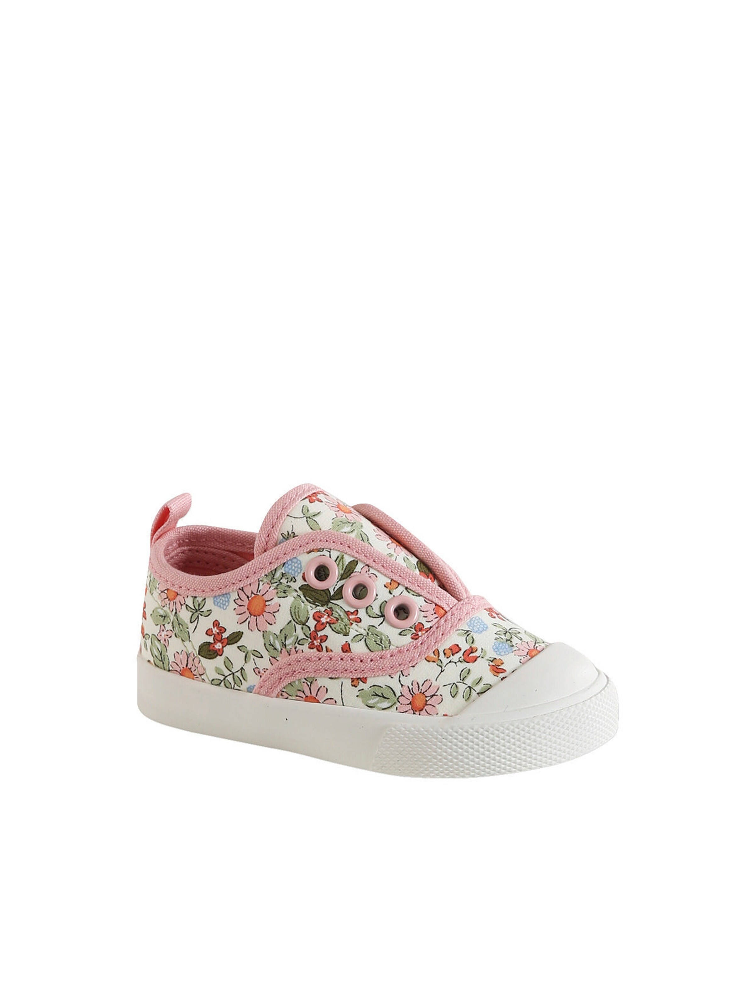 Vertbaudet Baby Stoff-Sneakers mit Gummizug rosa bedruckt