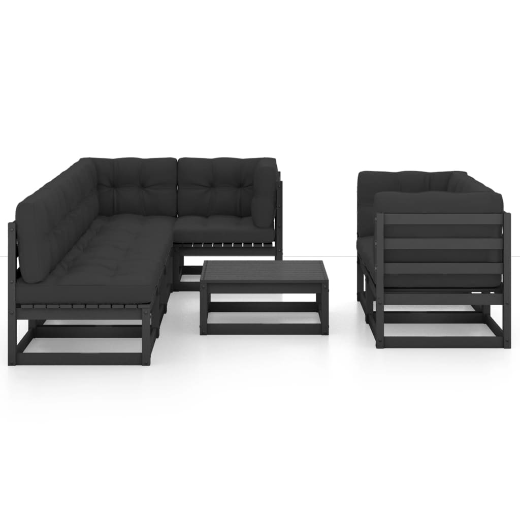 Salon de jardin meuble d'extérieur ensemble de mobilier 8 pièces avec coussins bois de pin massif