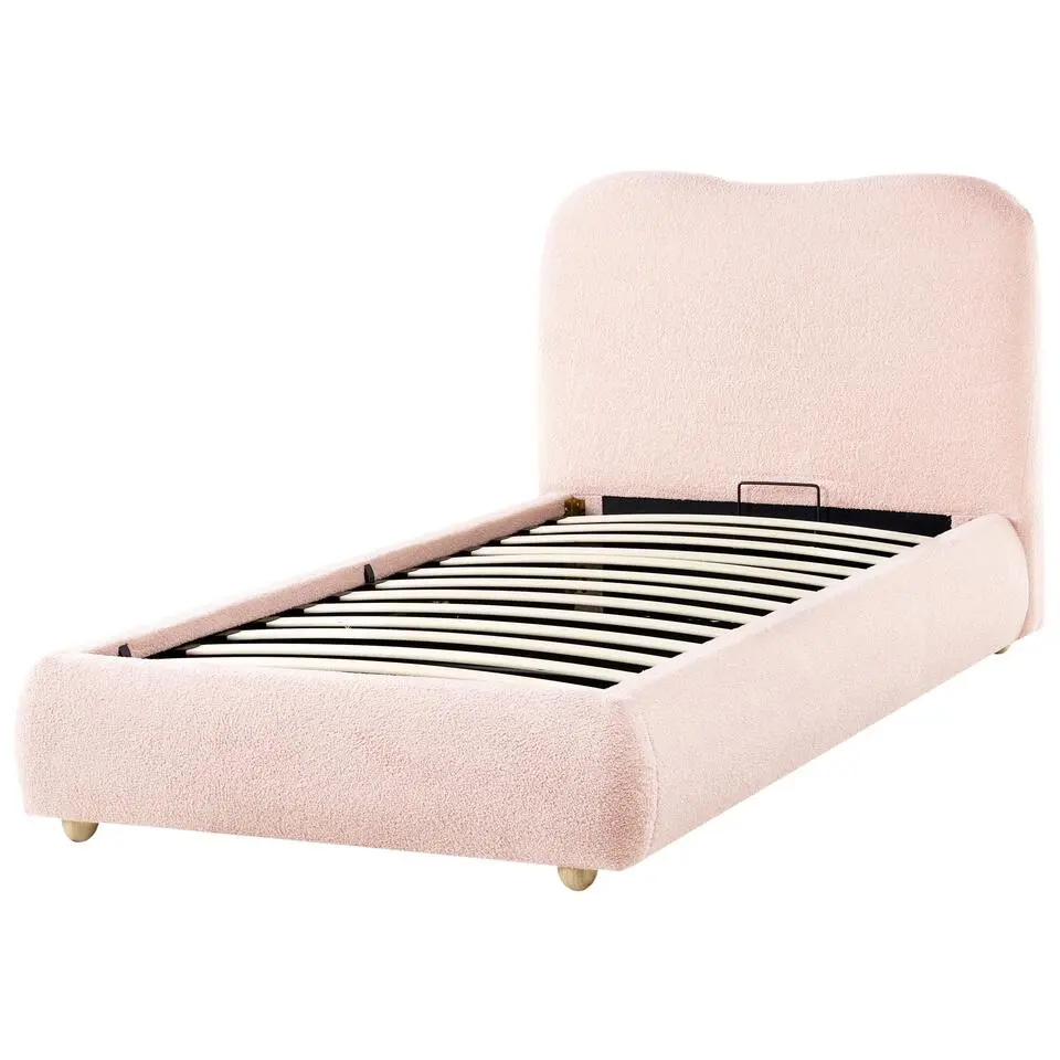 BLAGNAC - Bed met opbergruimte - Roze - 90 x 200 cm - Bouclé