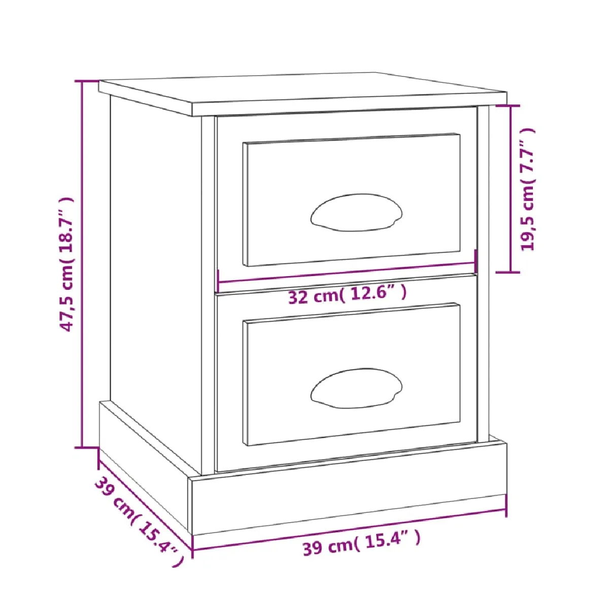 vidaXL Table de chevet blanc