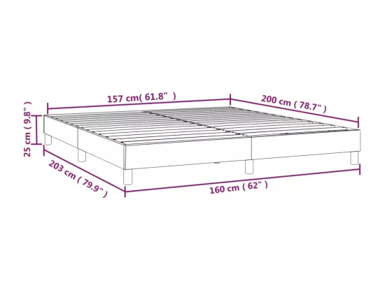 Sommier à lattes de lit Gris foncé 160x200 cm Velours