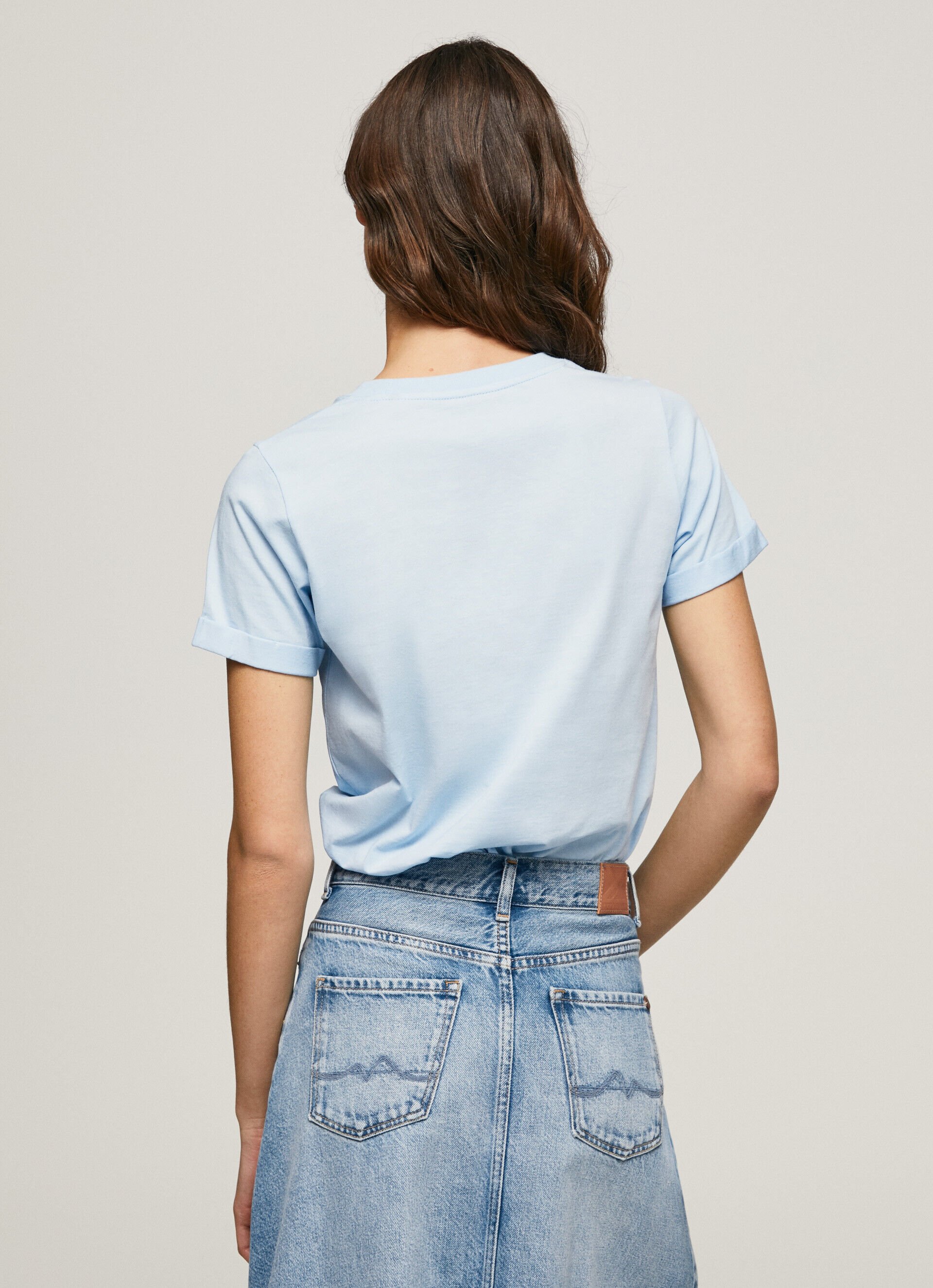 Camiseta de algodão com logo em degradê - azul-marinho