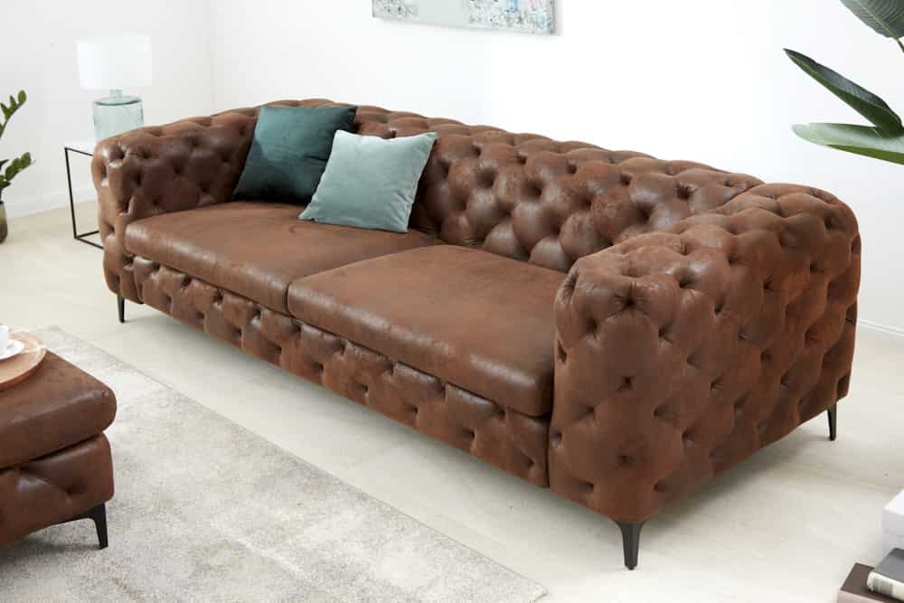 Chesterfield 3-Sitzer Sofa MODERN BAROCK 235cm antik braun Microfaser Federkern