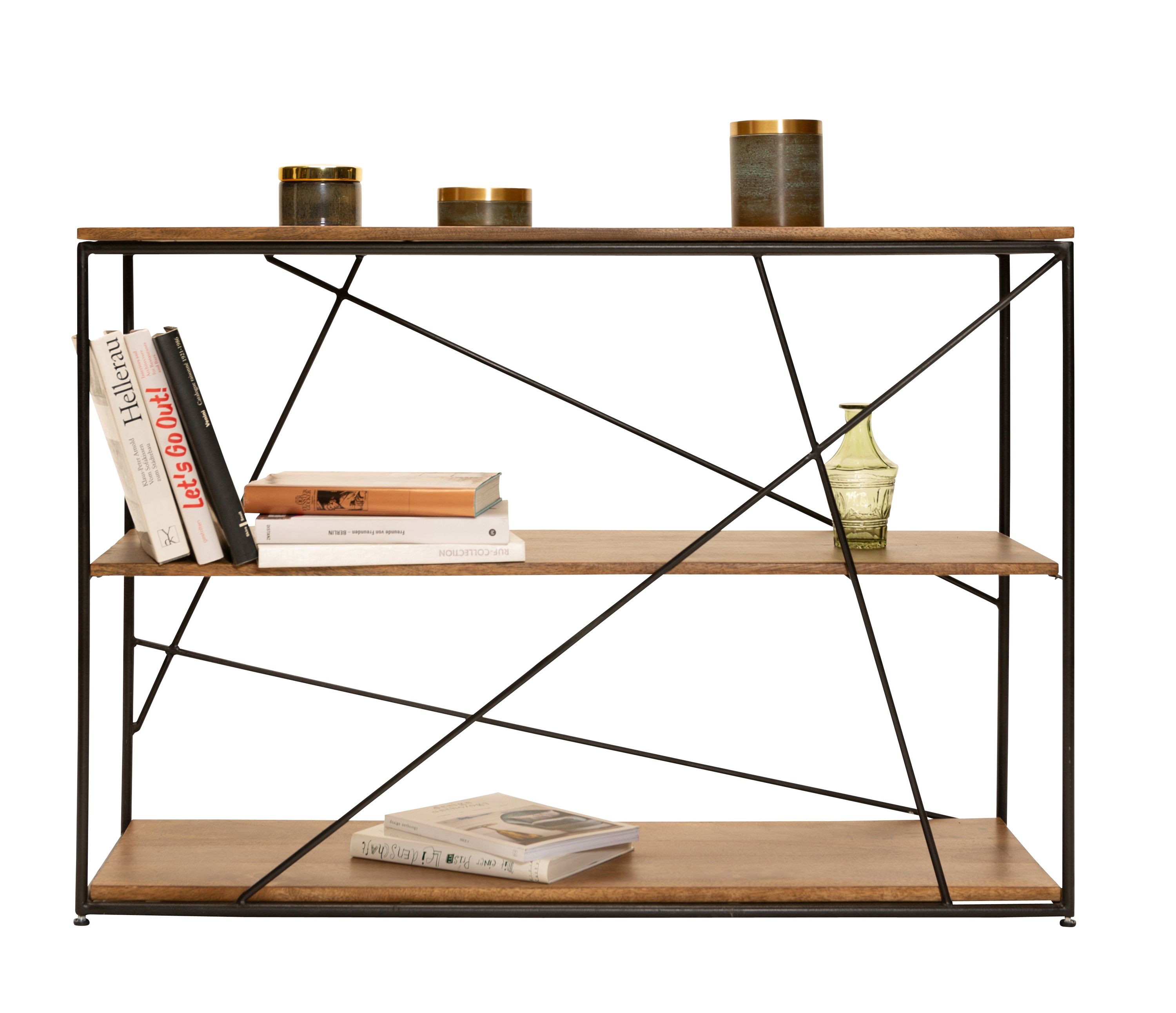 Standregal Mangoholz Metall Regal Bücherregal Kommode Sideboard Metallregal