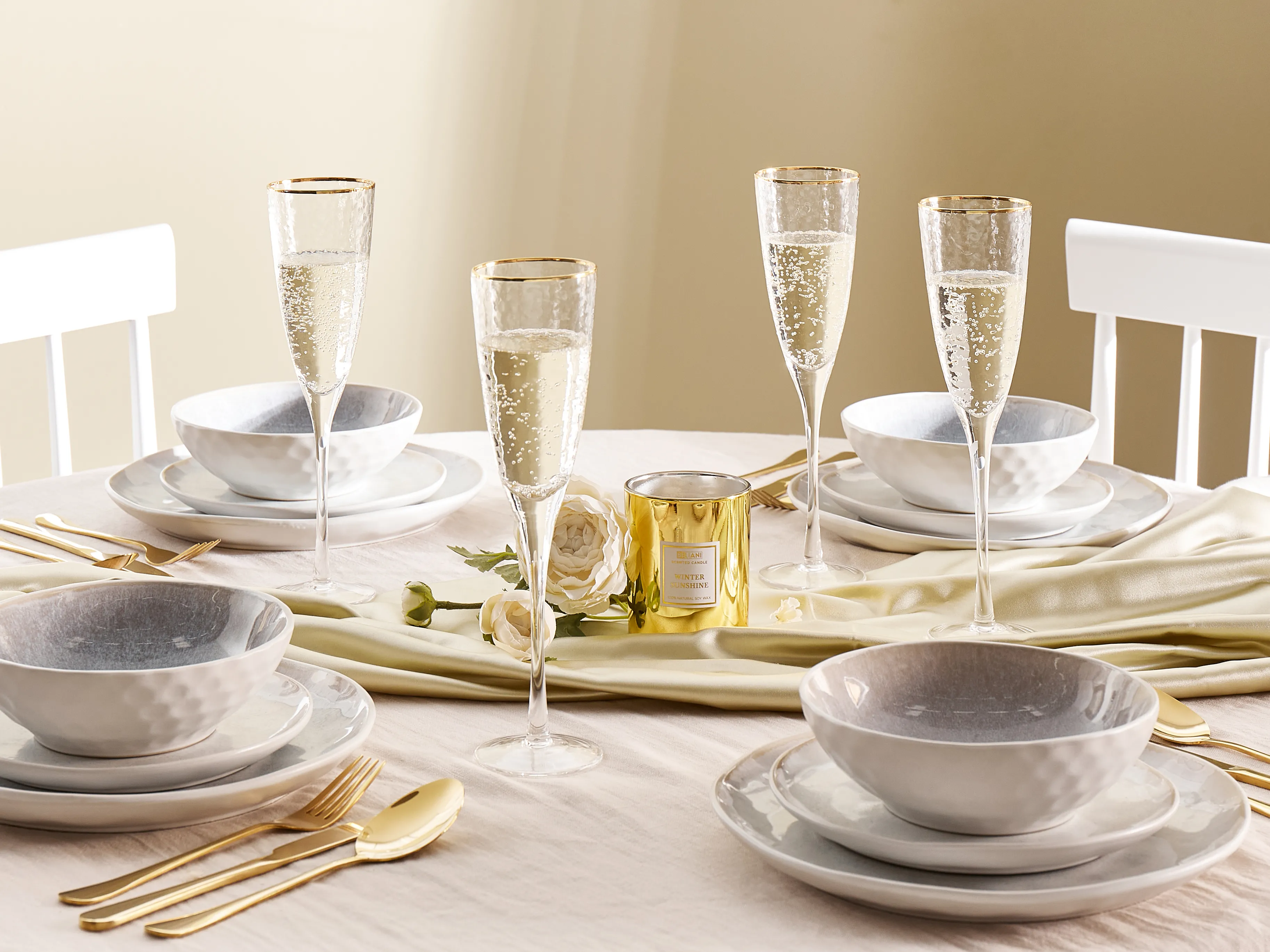 Set van 4 champagneglazen TOPAZ 250 ml Transparant