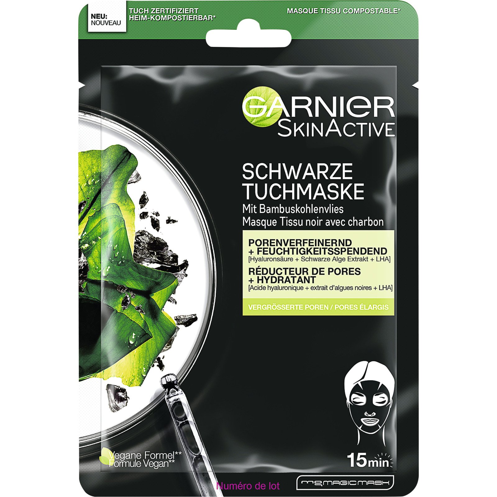 Garnier SkinActive Schwarze Tuchmaske Schwarze-Alge-Extrakt