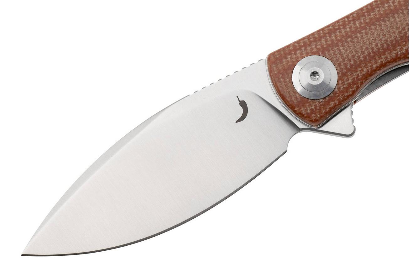 Trollsky Knives Mandu Evo MTE007 Satin 14C28N, Brown Micarta, zakmes, Michael Trollsky design