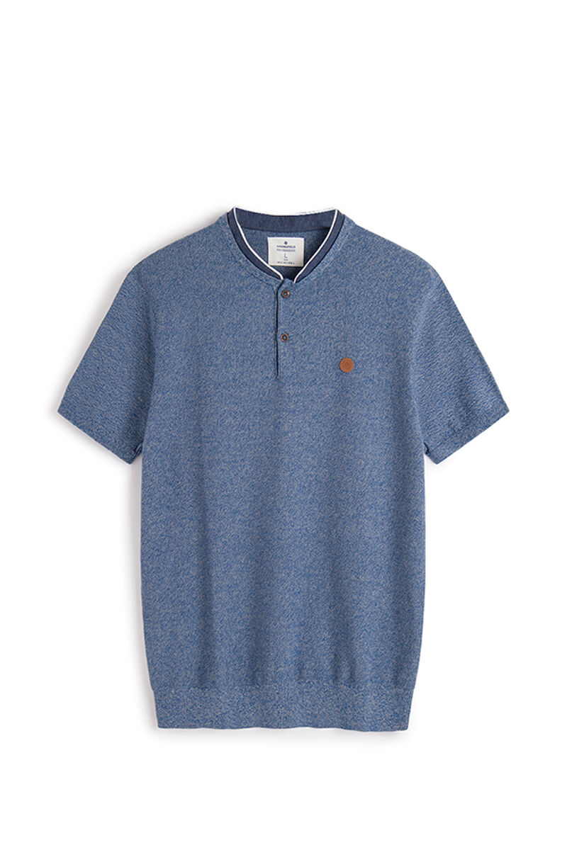 Polo de gola alta - azul médio